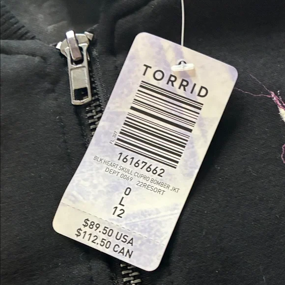 Lovesick by Torrid Black Bomber Jacket with Skull and Heart Accents - Picture 2 of 12